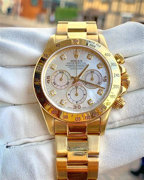 rolex 18k daytona for sale|Rolex daytona gold with diamonds.